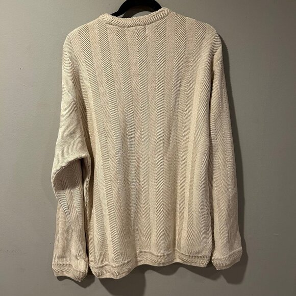 NWT Chaps Sweater Cream Mens Crewneck Large 100% Cotton NEW - Picture 6 of 9